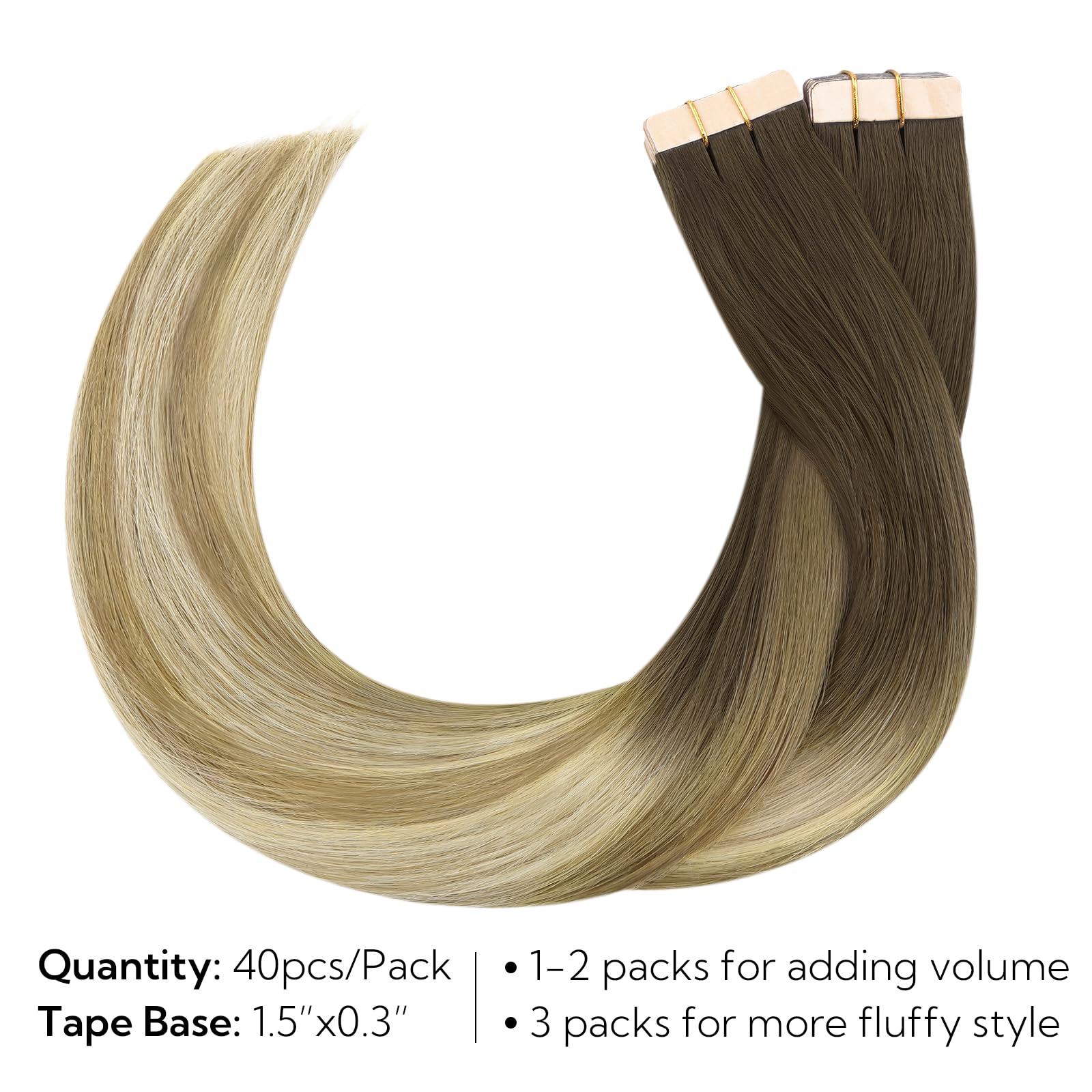 Foto 2 | Extensiones De Cabello Humano Remy Con Cinta Adhesiva Hotbanana, 25 Cm, 40 Unidades, 60 G - Venta Internacional.