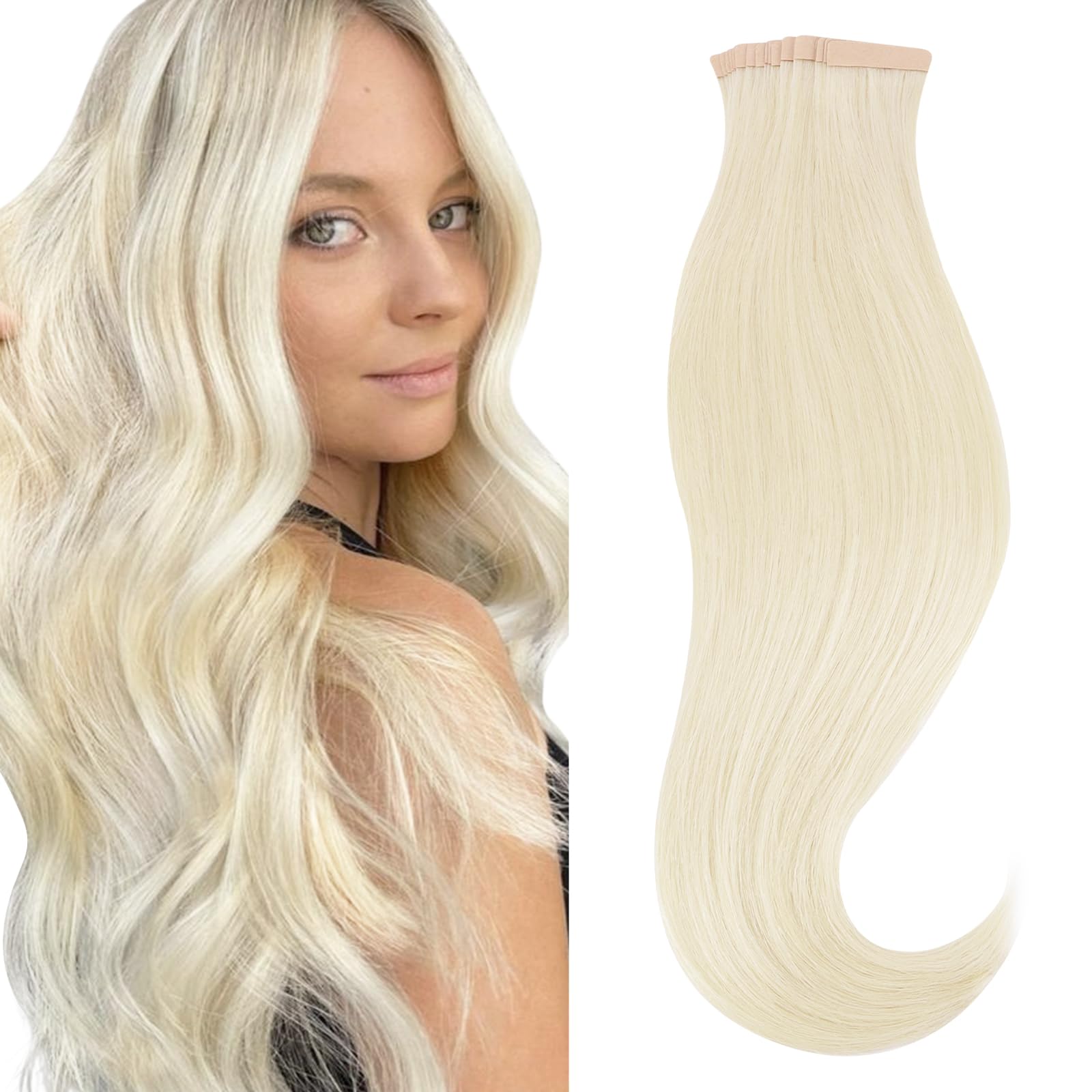 Foto 2 pulgar | Extensiones De Pelo Con Cinta Adhesiva Hotbanana, 18 Cm, 20 Unidades, 50 G, Color Rubio Marfil - Venta Internacional.