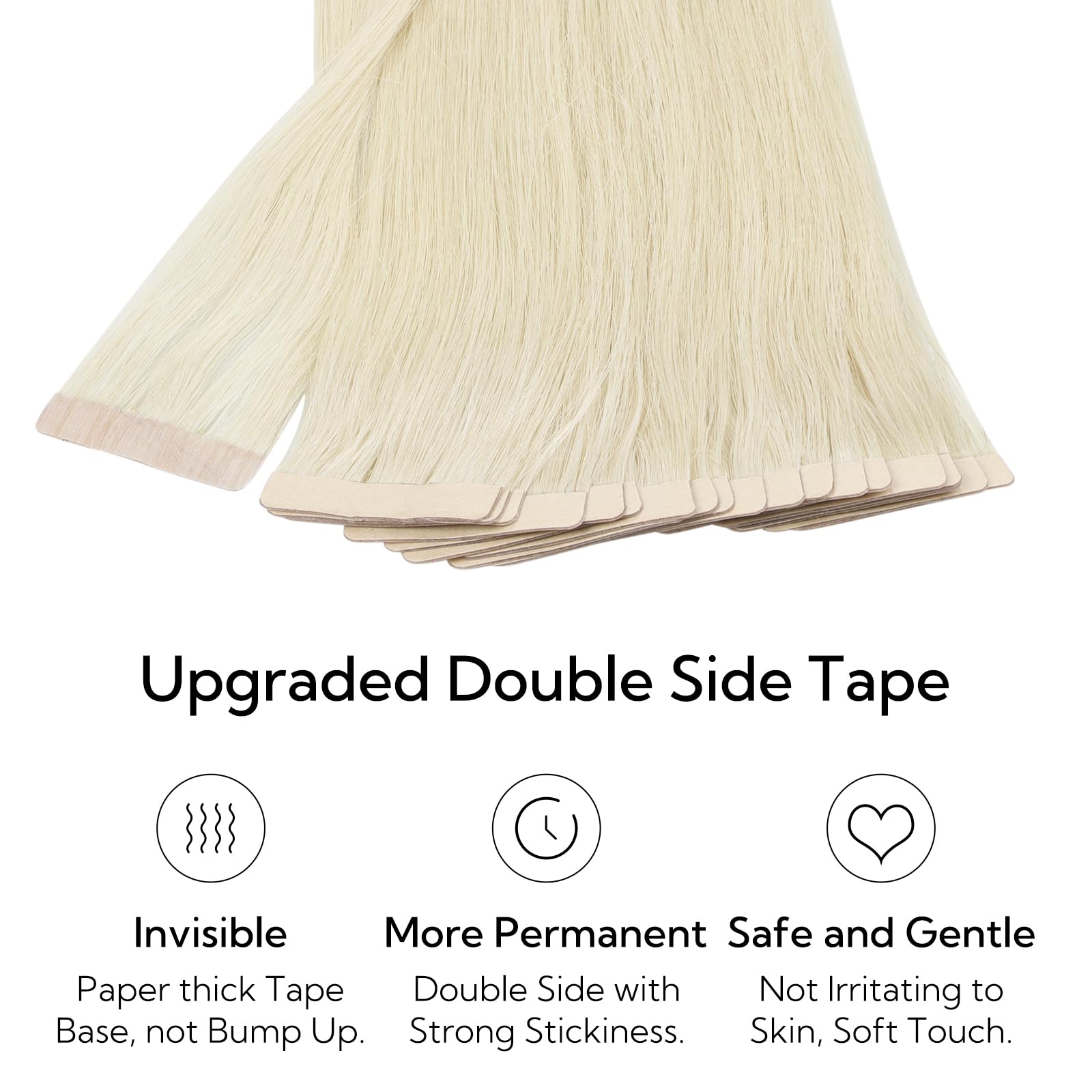 Foto 4 pulgar | Extensiones De Pelo Con Cinta Adhesiva Hotbanana, 18 Cm, 20 Unidades, 50 G, Color Rubio Marfil - Venta Internacional.
