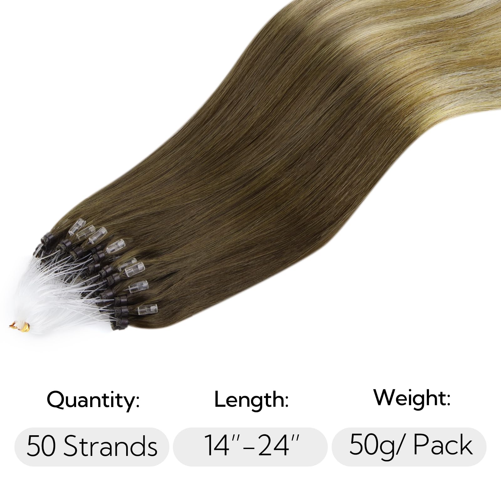 Foto 3 pulgar | Extensiones De Pelo Con Microanillos Hotbanana, 50 G, 50 Cm, Color Marrón Oscuro - Venta Internacional.