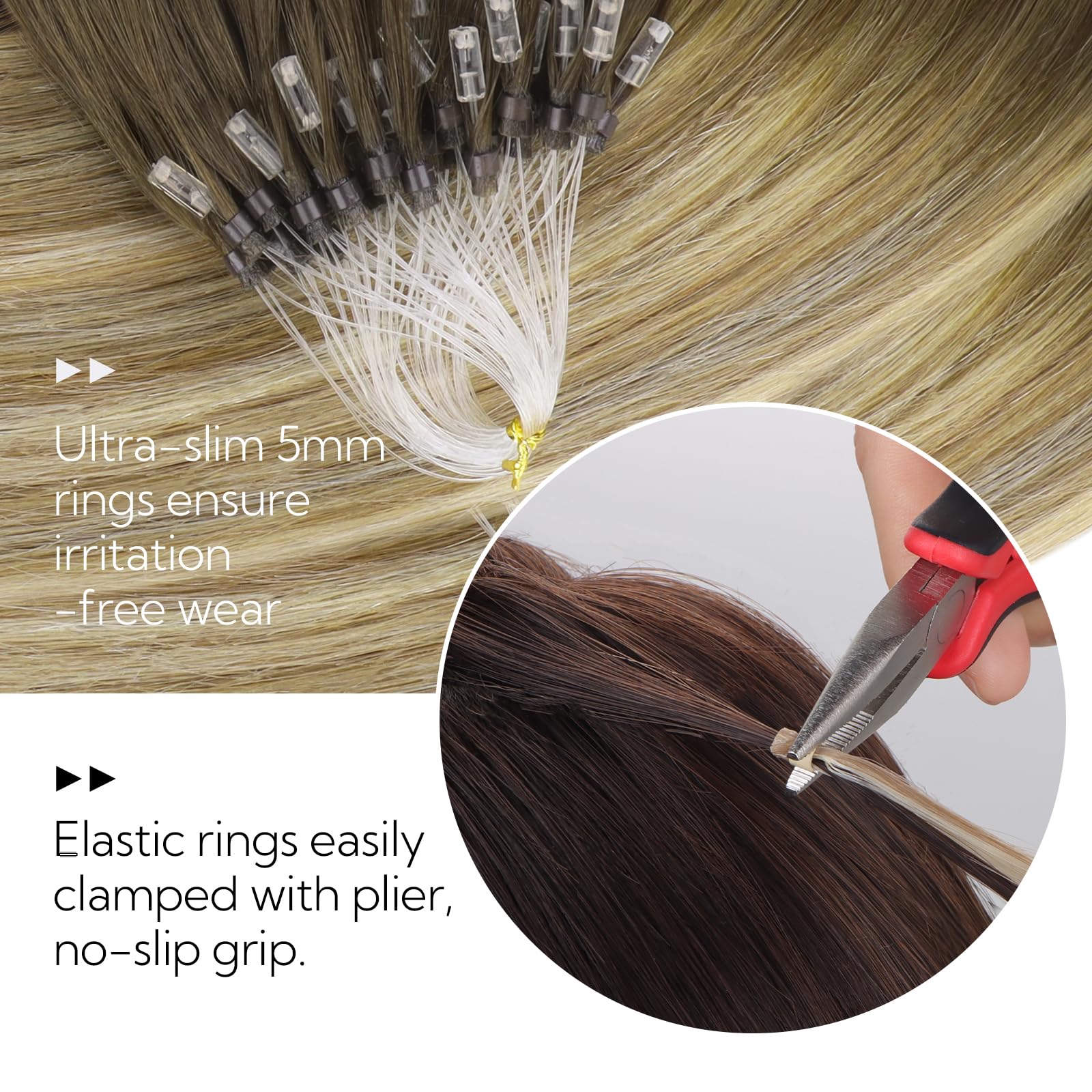 Foto 4 pulgar | Extensiones De Pelo Con Microanillos Hotbanana, 50 G, 50 Cm, Color Marrón Oscuro - Venta Internacional.