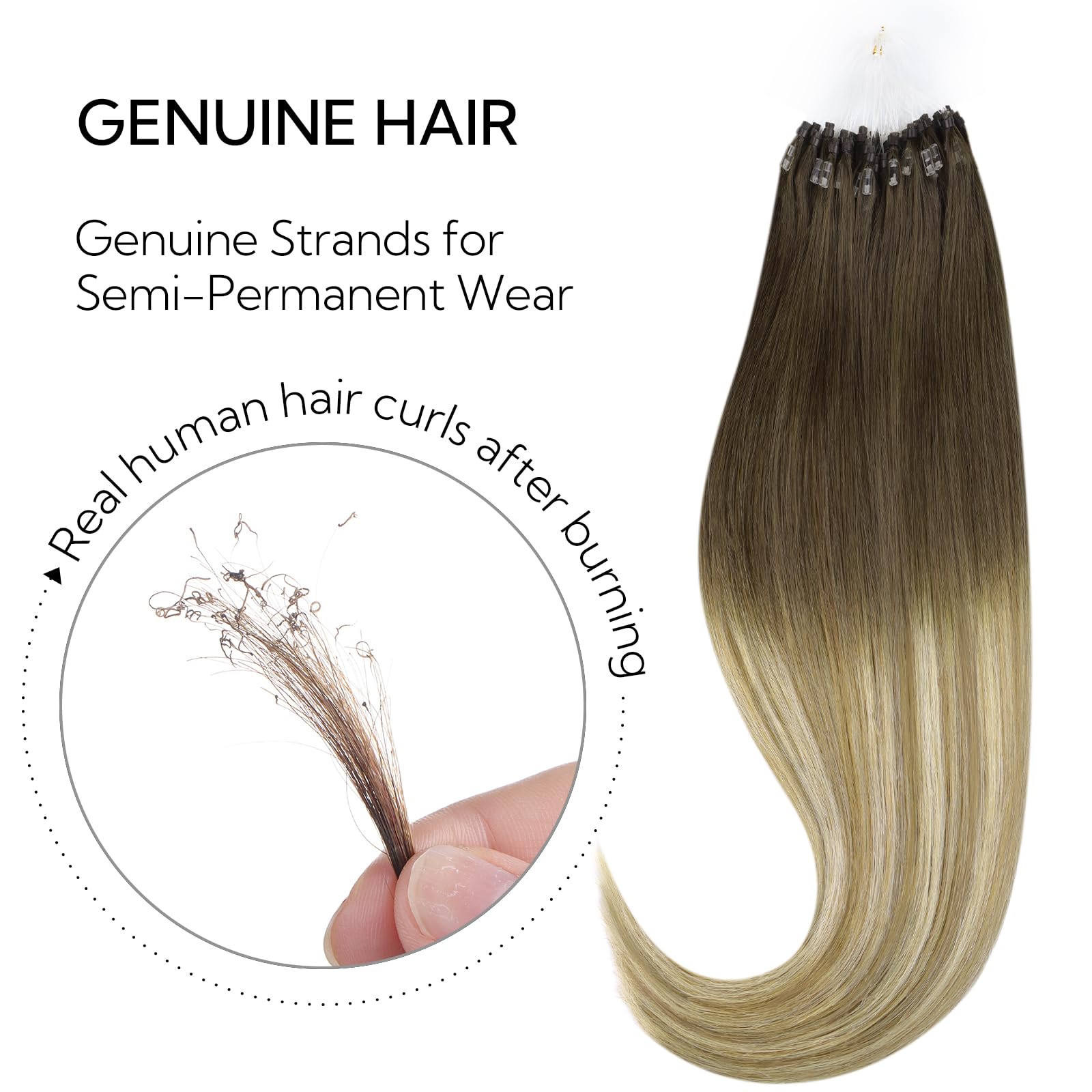Foto 5 pulgar | Extensiones De Pelo Con Microanillos Hotbanana, 50 G, 50 Cm, Color Marrón Oscuro - Venta Internacional.