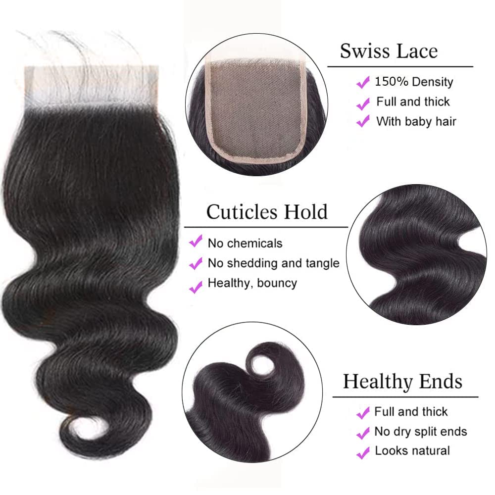 Foto 5 pulgar | Hair Bundles Generous Body Wave, 45 Cm, 3 Paquetes Con Cierre - Venta Internacional.
