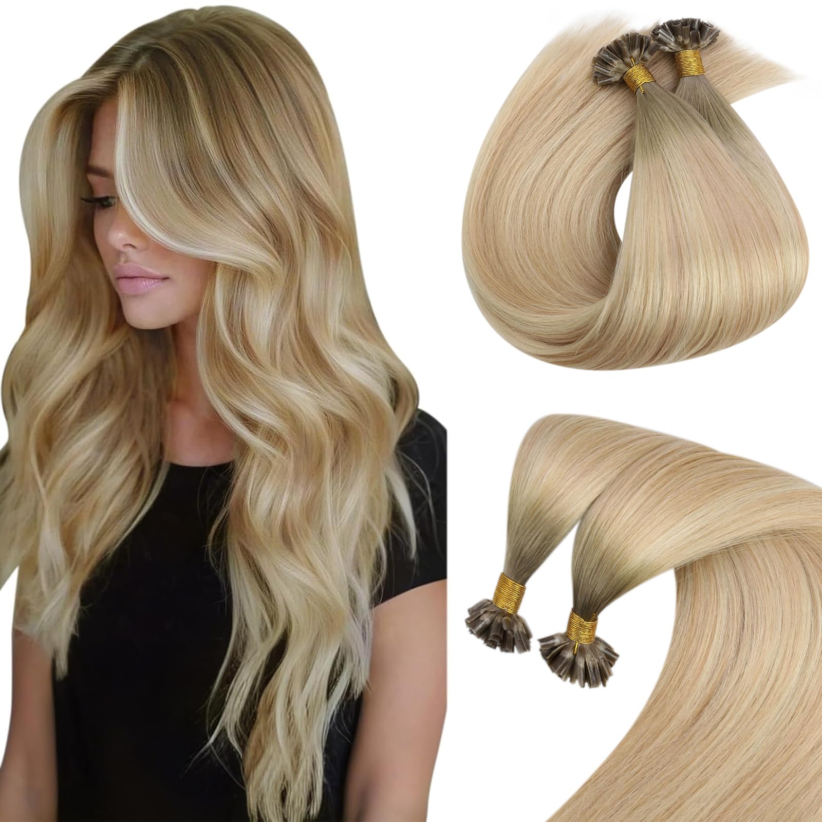 Foto 2 pulgar | Extensiones De Cabello Sunny Hair Con Punta En K, Cabello Humano Real, 40 Cm, 50 G - Venta Internacional.