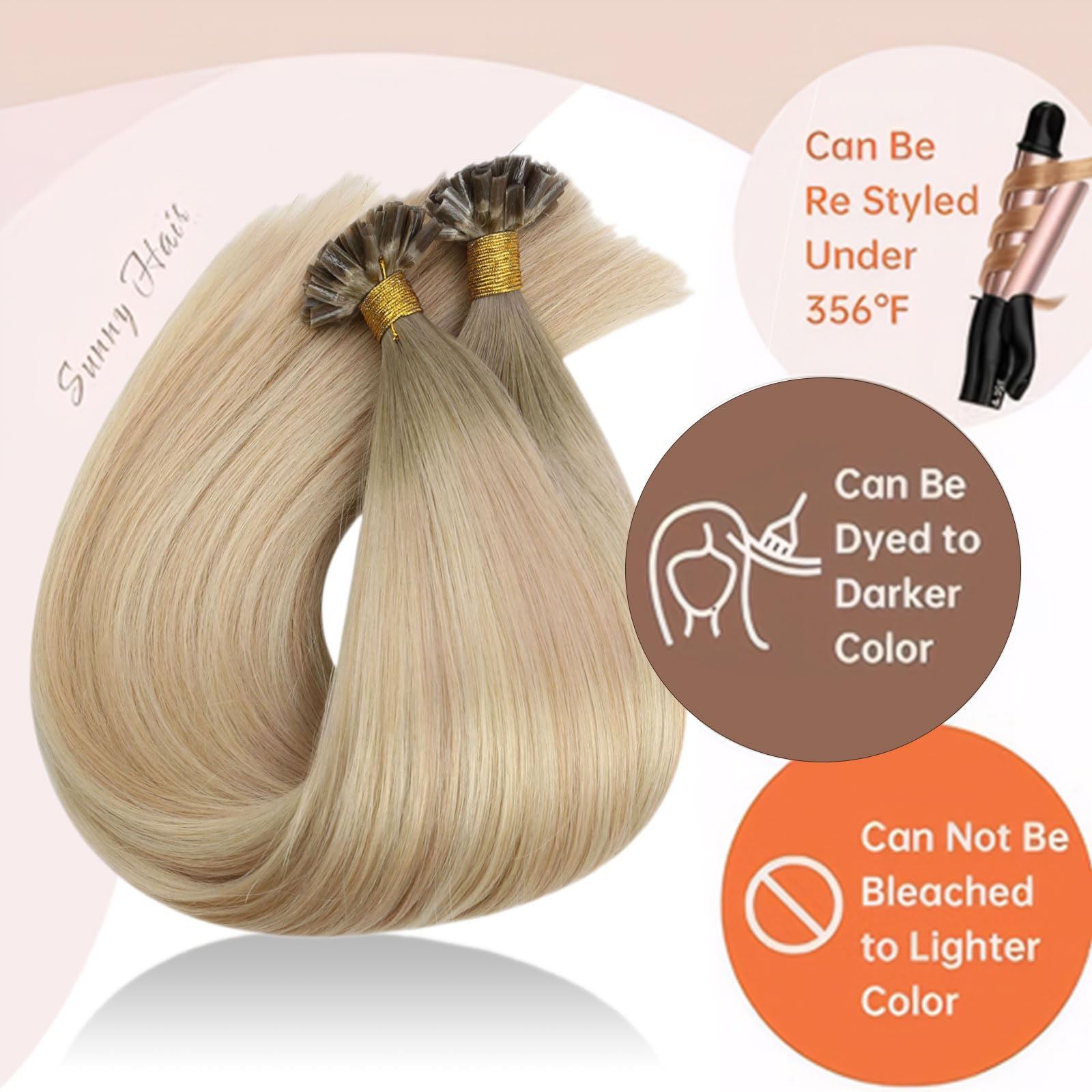 Foto 4 pulgar | Extensiones De Cabello Sunny Hair Con Punta En K, Cabello Humano Real, 40 Cm, 50 G - Venta Internacional.