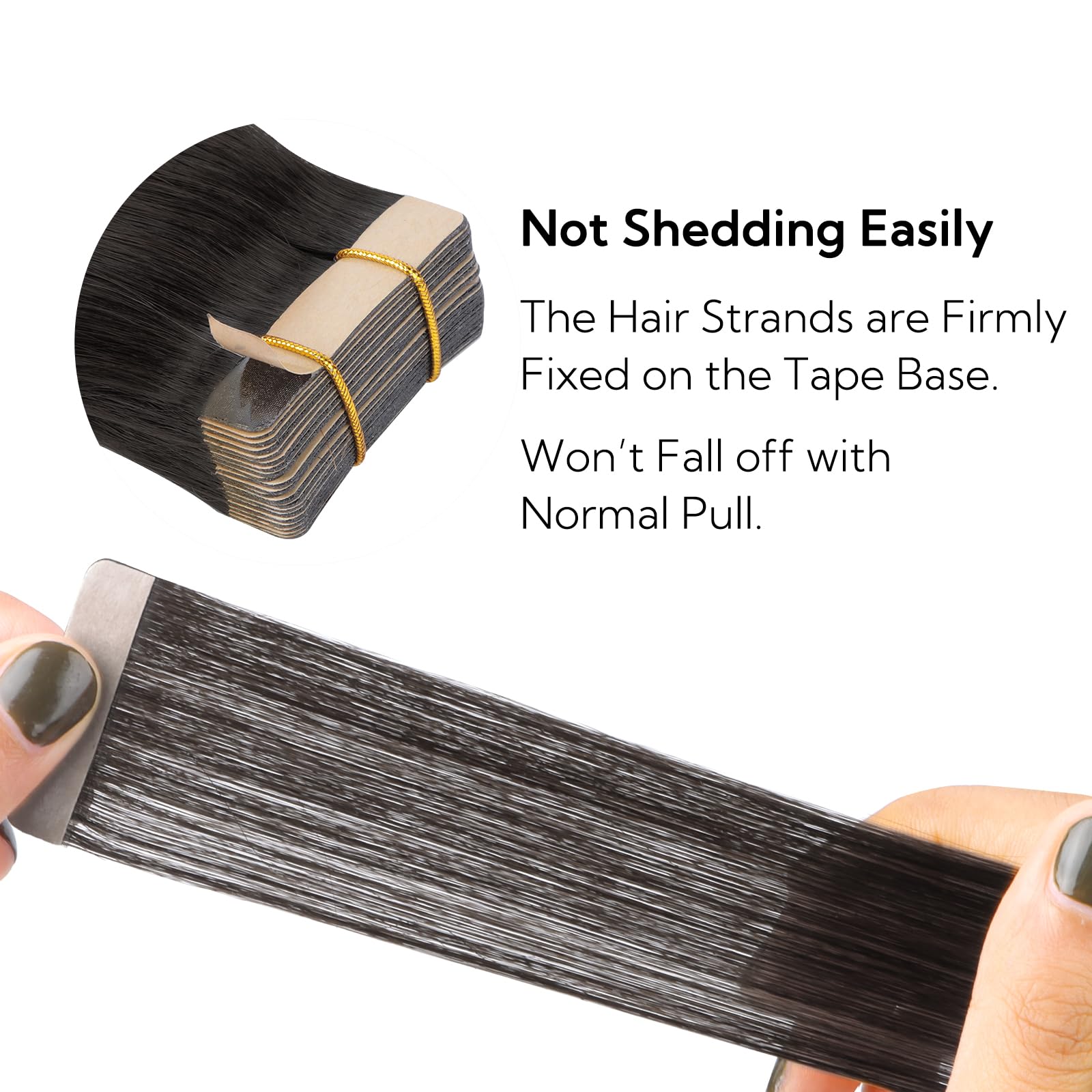 Foto 5 | Extensiones De Pelo Con Cinta Adhesiva Hotbanana, 50 G, 22 Cm, Color Negro Natural - Venta Internacional.