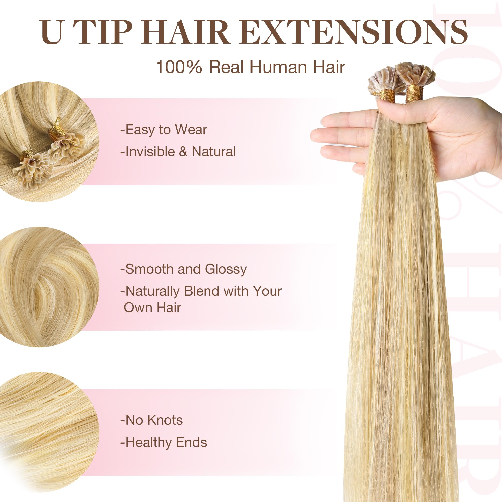Foto 3 pulgar | Extensiones De Cabello Goo Goo, Con Punta En U, 20 Cm, 50 G, 50 Cm, Cabello Humano Real - Venta Internacional.
