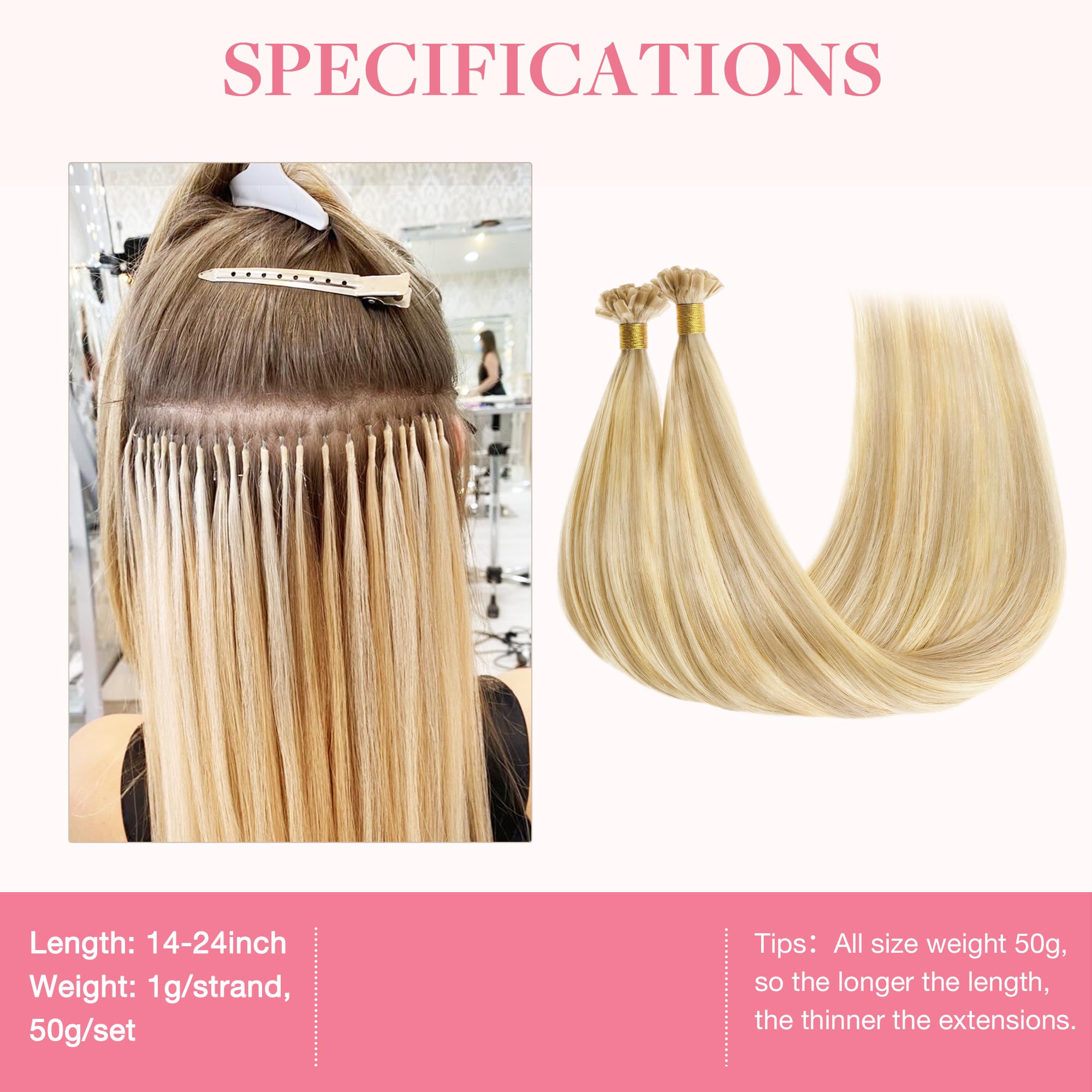 Foto 4 pulgar | Extensiones De Cabello Goo Goo, Con Punta En U, 20 Cm, 50 G, 50 Cm, Cabello Humano Real - Venta Internacional.