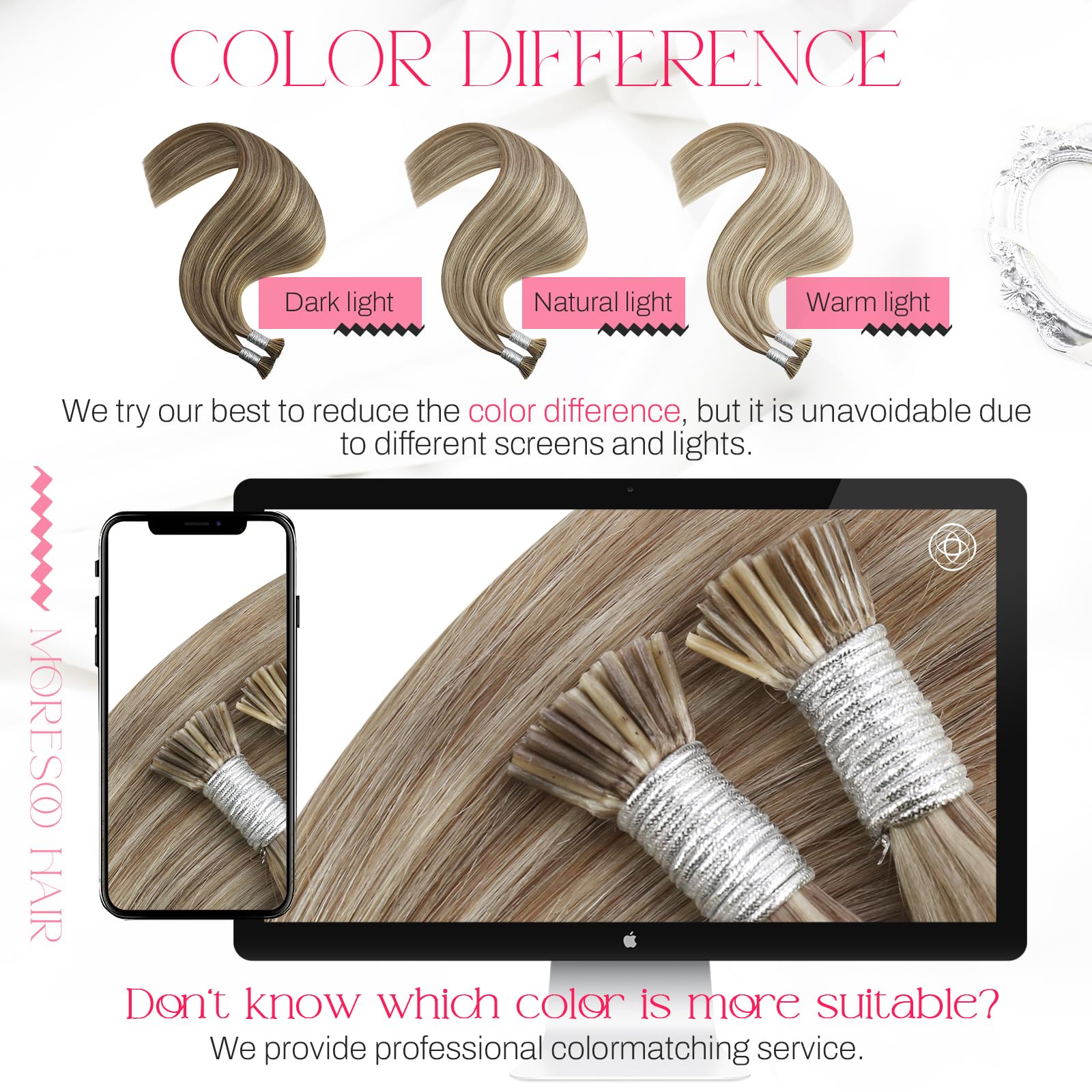 Foto 5 | Extensiones De Cabello Moresoo Itip Marrón Claro Rubio Platino - Venta Internacional.
