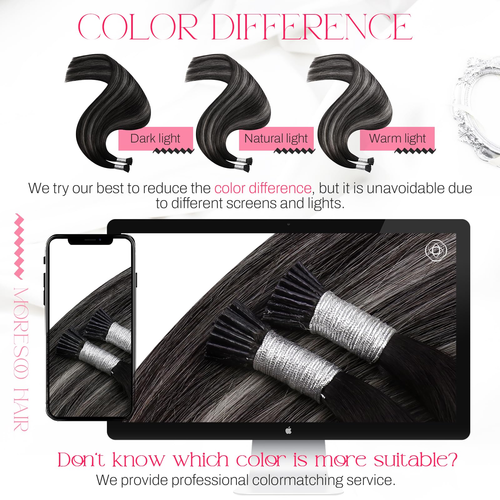 Foto 6 pulgar | Extensiones De Cabello Moresoo Itip Plateado, Gris Y Negro, 40 Cm, 40 G - Venta Internacional.
