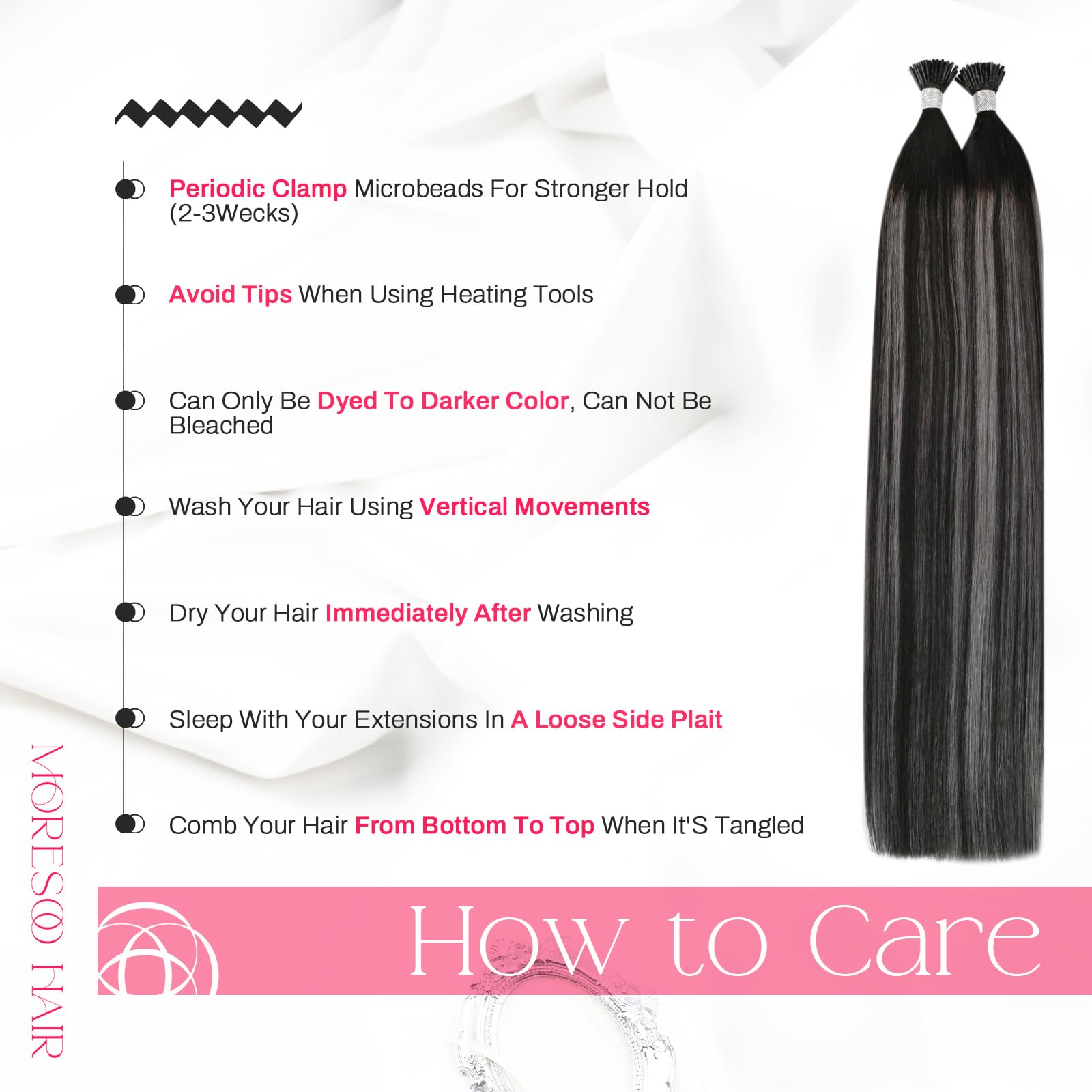 Foto 6 | Extensiones De Cabello Moresoo Itip Plateado, Gris Y Negro, 40 Cm, 40 G - Venta Internacional.