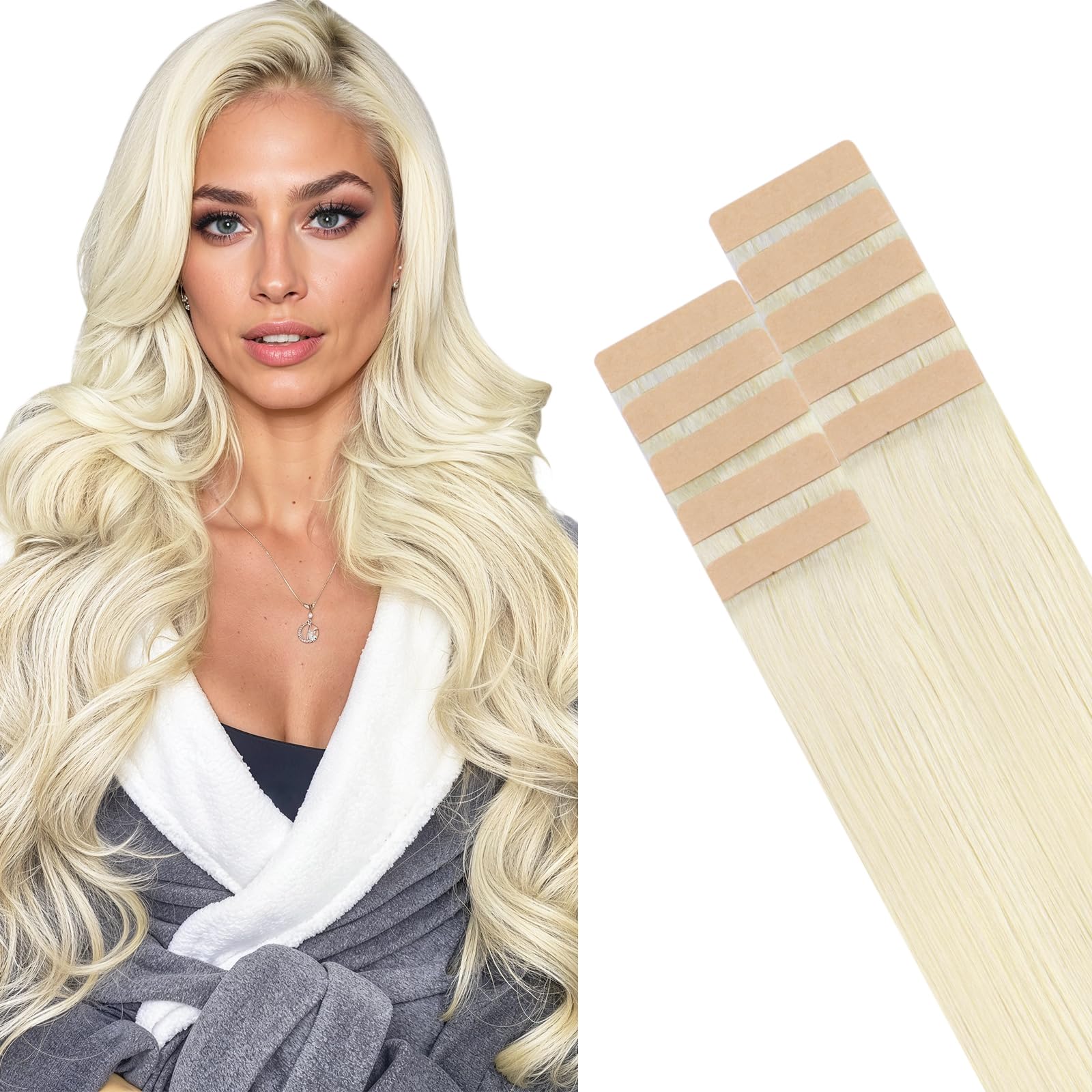 Foto 2 pulgar | Extensiones De Pelo Con Cinta Adhesiva Hotbanana, 22 Cm, 10 Unidades, Color Rubio Marfil - Venta Internacional.