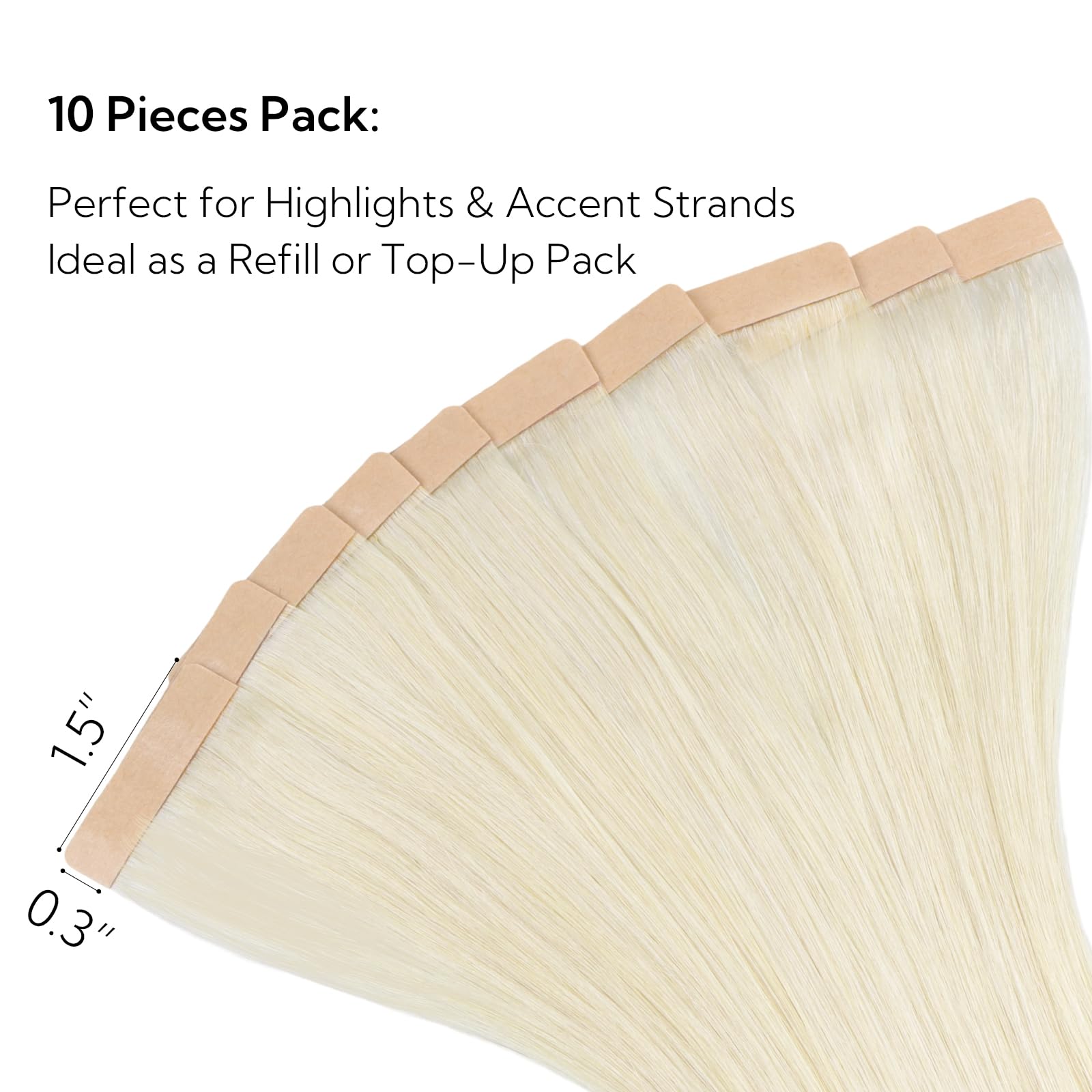 Foto 2 | Extensiones De Pelo Con Cinta Adhesiva Hotbanana, 22 Cm, 10 Unidades, Color Rubio Marfil - Venta Internacional.