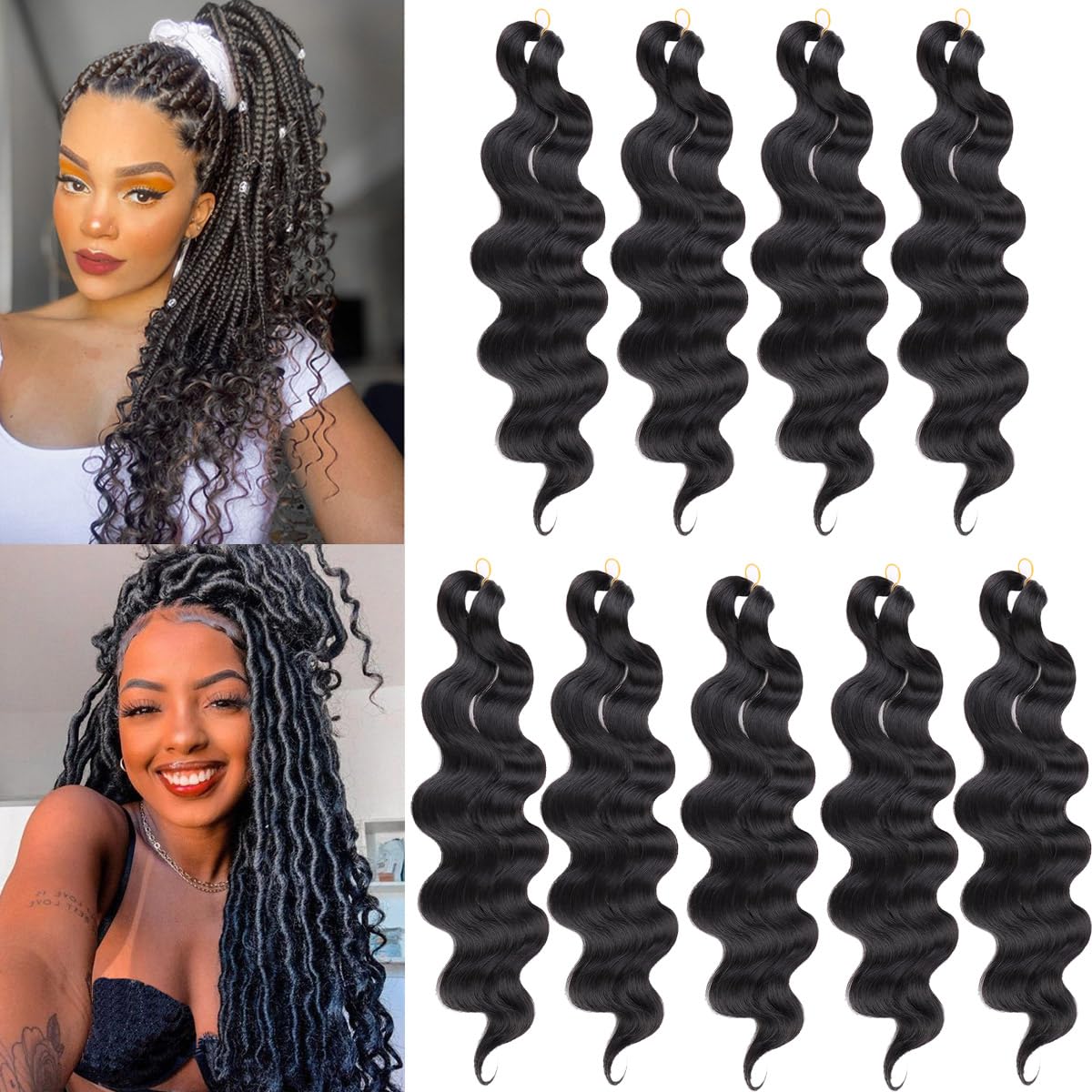 Foto 2 pulgar | Trenzado De Cabello Cookoo Body Wave, 18 Pulgadas, 9 Paquetes Sintéticos - Venta Internacional.