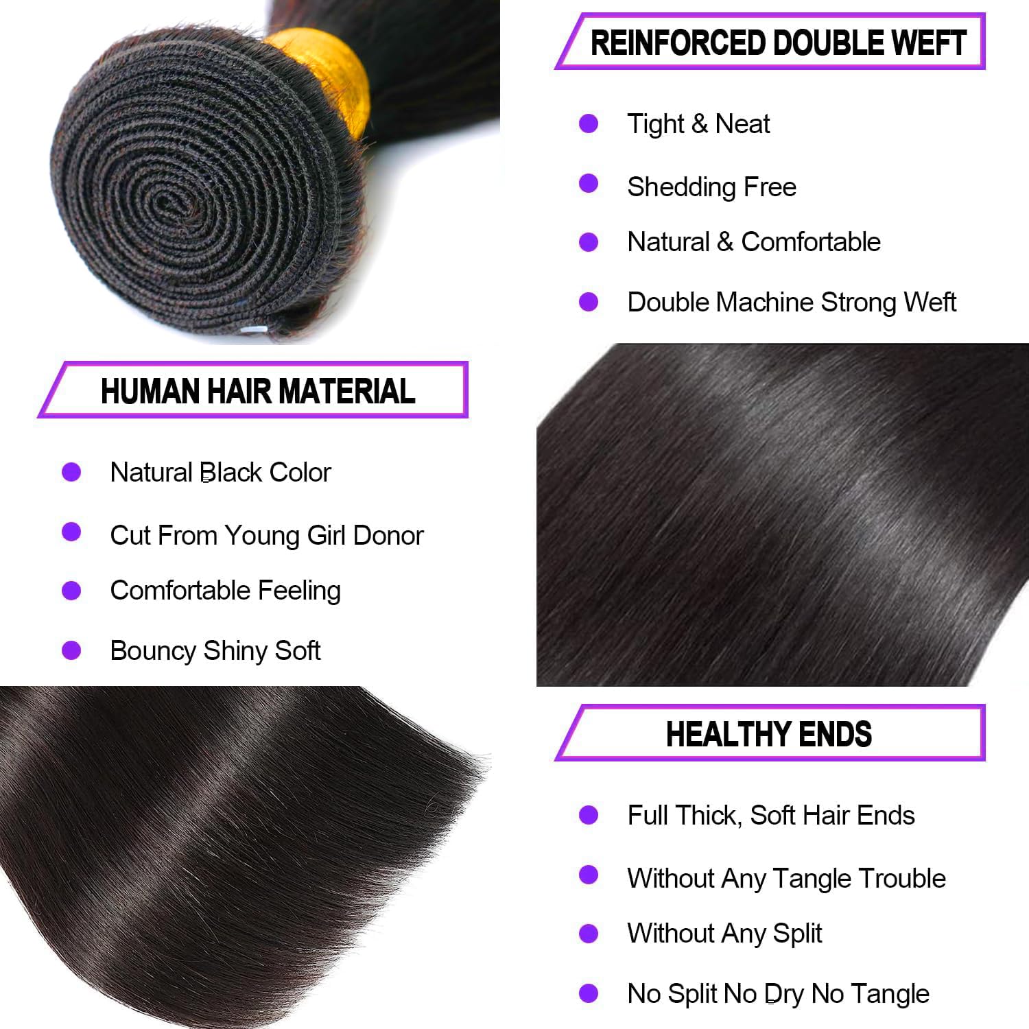 Foto 4 pulgar | Hair Bundles Violet 12a, Lacio Brasileño, 26 Pulgadas, 100% Virgen - Venta Internacional.