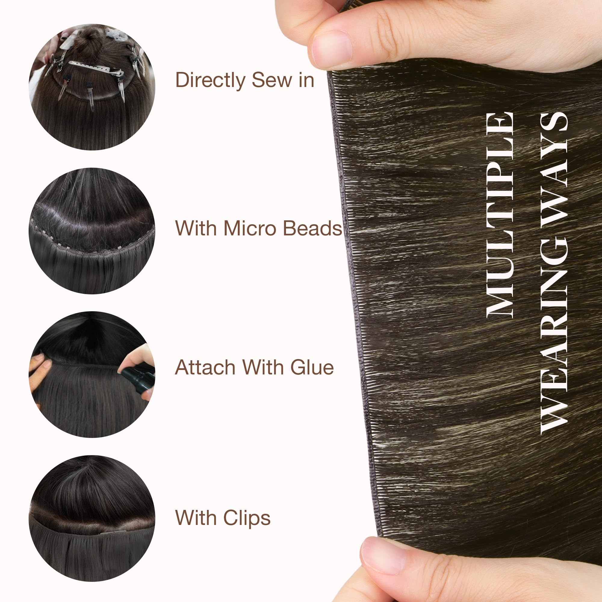 Foto 5 pulgar | Extensiones De Cabello Goo Goo Genius Weft Human Hair 1c Moca 16cm 100g - Venta Internacional.