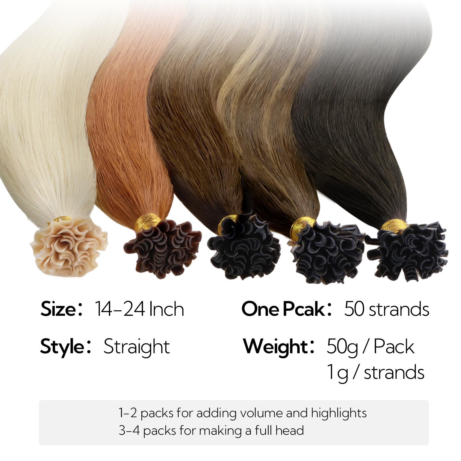 Foto 7 pulgar | Extensiones De Cabello Hotbanana Con Punta En U, 18 Cm, 50 G, Cabello Humano De Los Años 50 - Venta Internacional.