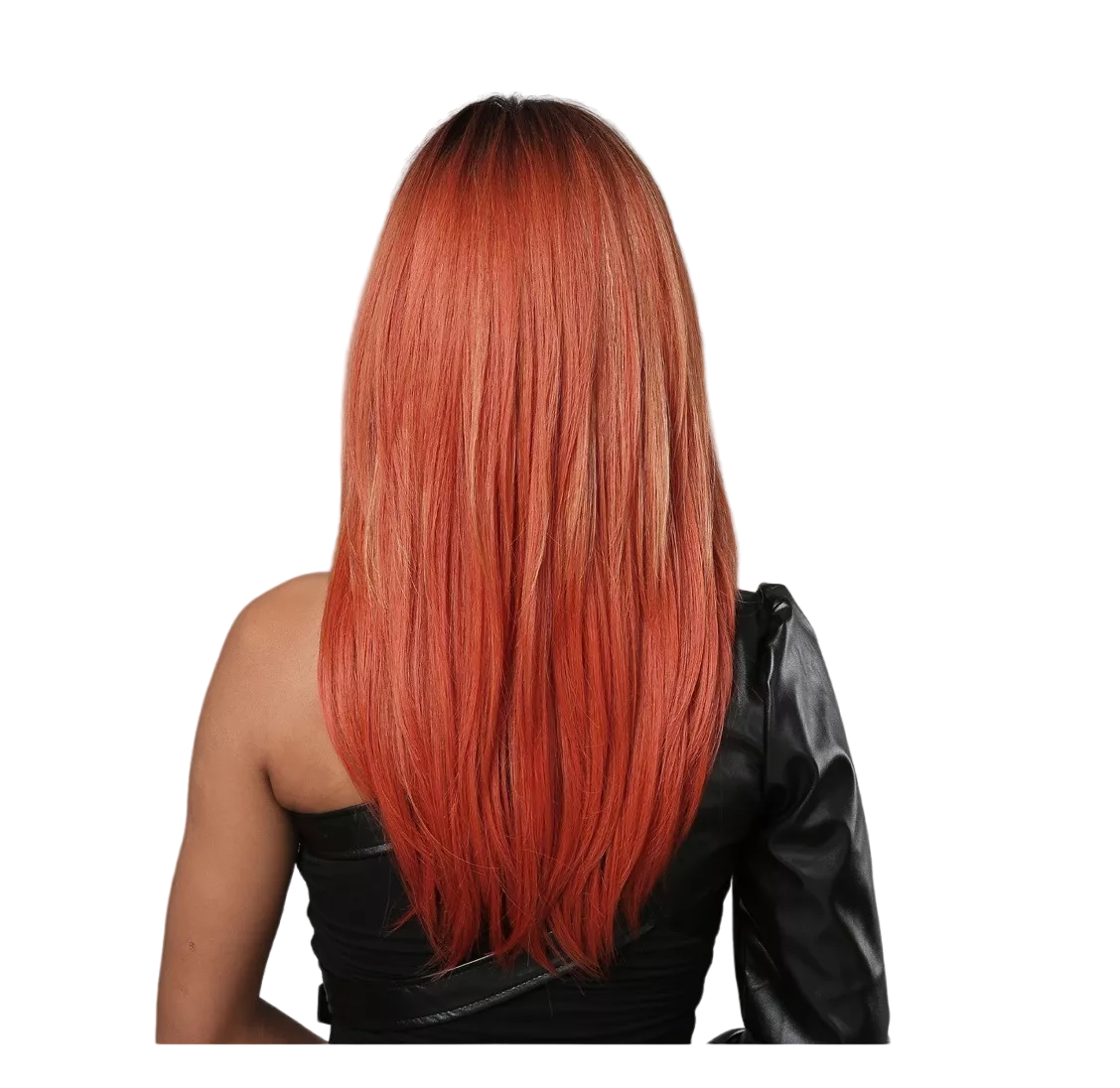 Foto 1 | Peluca Rosa Rojo Para Mujer Recto Larga Flequillos Naturales