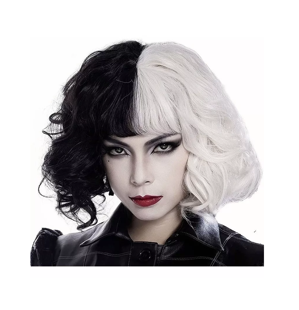 Foto 4 | Peluca Cosplay de Cruella de Vil Rizado color Negro y Blanco
