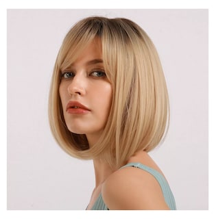 Foto 2 | Peluca Para Mujer Rubia Flequillo Natural Bob Recto Cosplay, Rubio