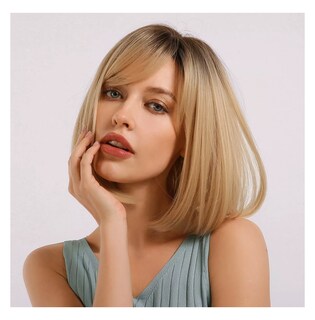 Foto 3 | Peluca Para Mujer Rubia Flequillo Natural Bob Recto Cosplay, Rubio