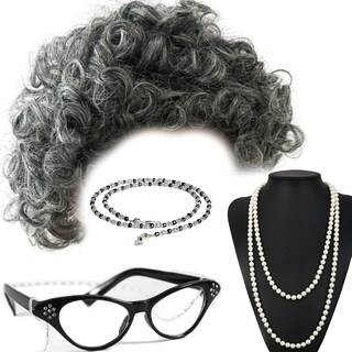 Foto 4 | Set De Cosplay Vibe Old Lady, Peluca De Pelo Gris Con Collar Y Gafas - Venta Internacional.
