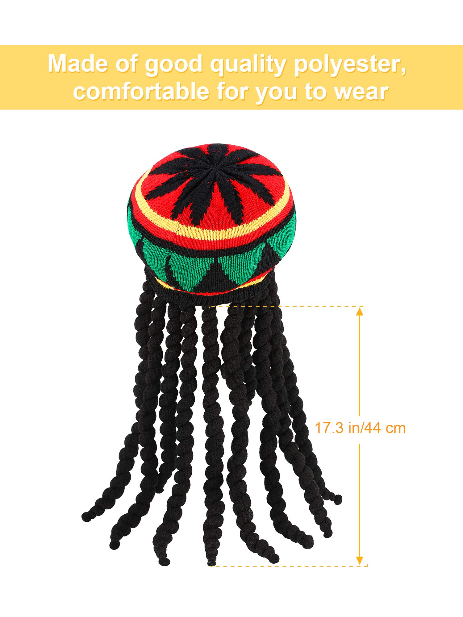 Foto 3 pulgar | Accesorio De Disfraz: Sombrero Satinior Rasta Con Rastas Negras - Venta Internacional.