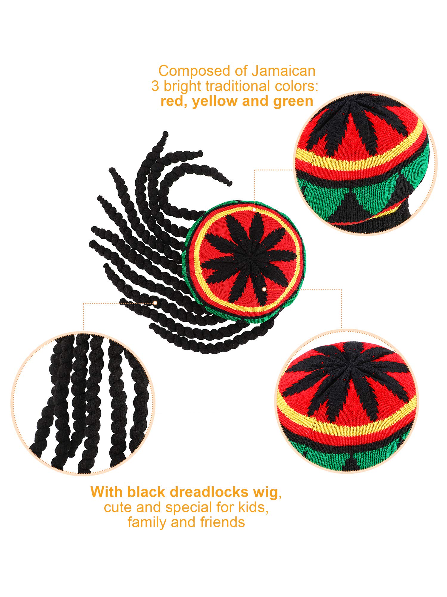 Foto 7 pulgar | Accesorio De Disfraz: Sombrero Satinior Rasta Con Rastas Negras - Venta Internacional.