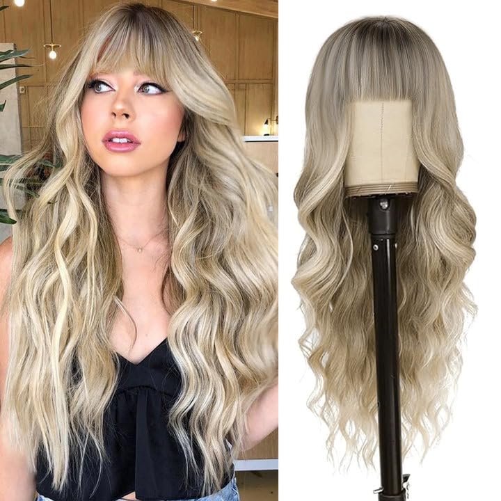 Foto 2 pulgar | Peluca Nostalgia Blonde, 66 Cm De Largo, Ondulada Y Degradada Sintética Para Mujer - Venta Internacional.