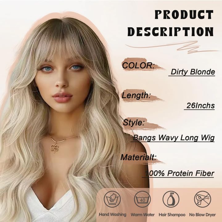 Foto 3 | Peluca Nostalgia Blonde, 66 Cm De Largo, Ondulada Y Degradada Sintética Para Mujer - Venta Internacional.