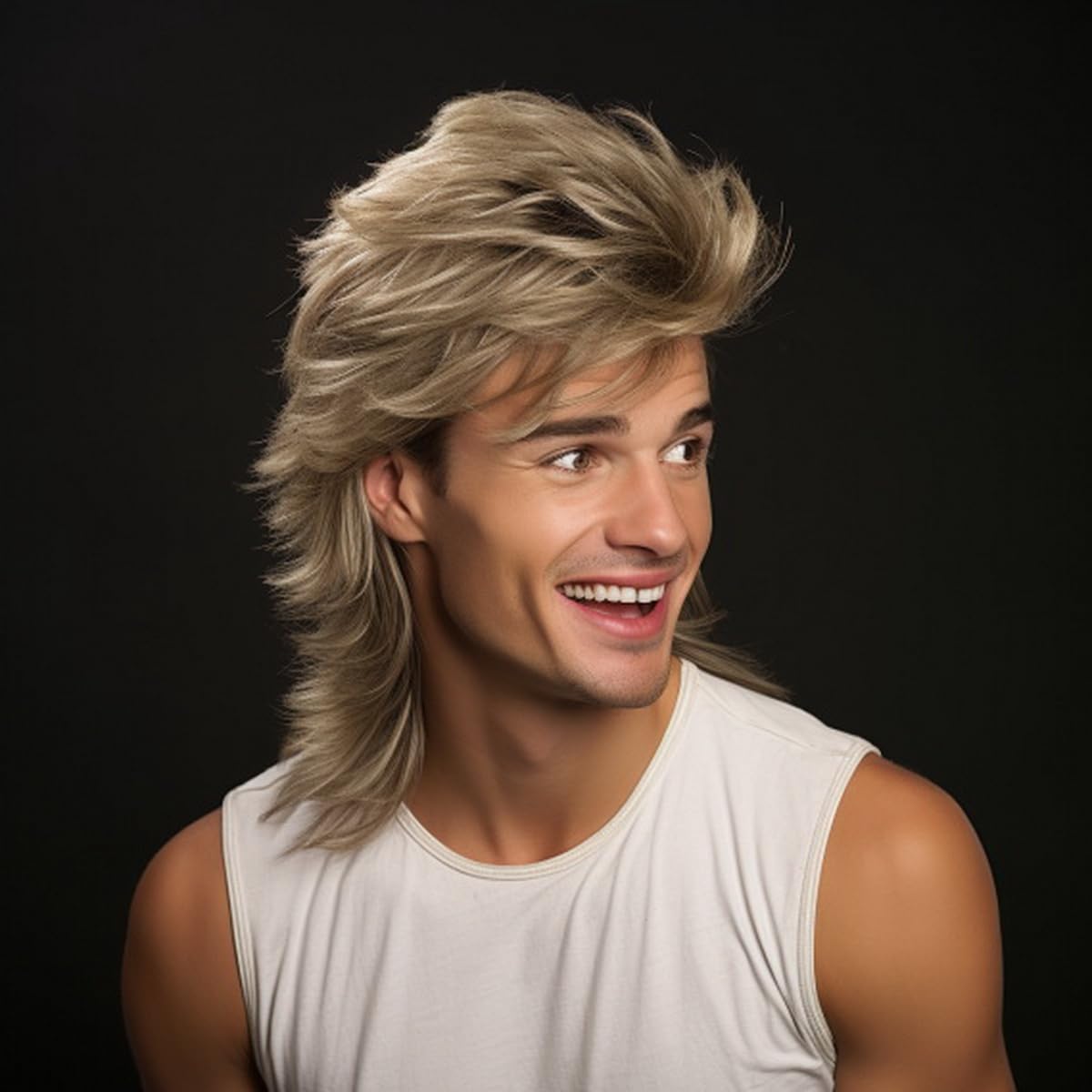 Foto 1 | Peluca Divertida Para Adultos Con Forma De Salmonete Pop Rock Joe Dirt Style Rubia - Venta Internacional.