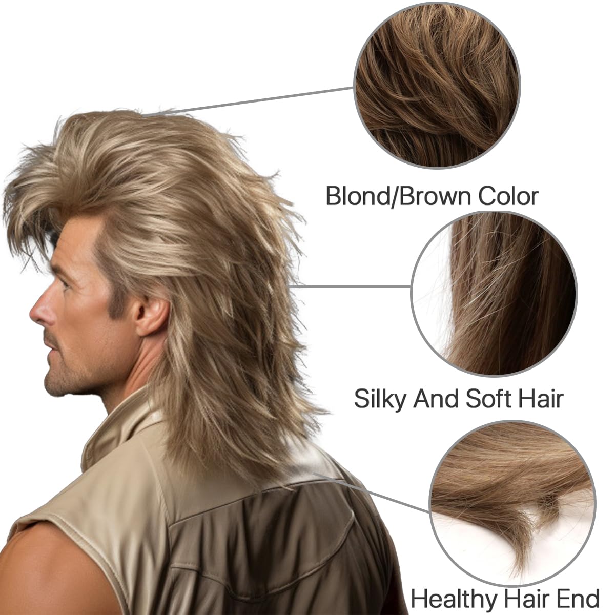 Foto 5 pulgar | Peluca Divertida Para Adultos Con Forma De Salmonete Pop Rock Joe Dirt Style Rubia - Venta Internacional.