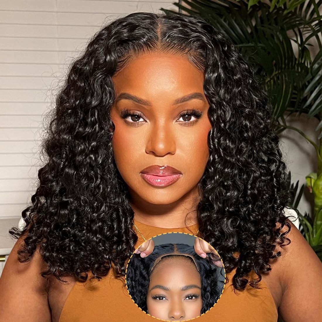 Peluca Domiso Deep Wave Bob, 35 Cm, Cabello Humano Con Encaje En La Parte Delantera, 14 Pulgadas - Venta Internacional. $2,085