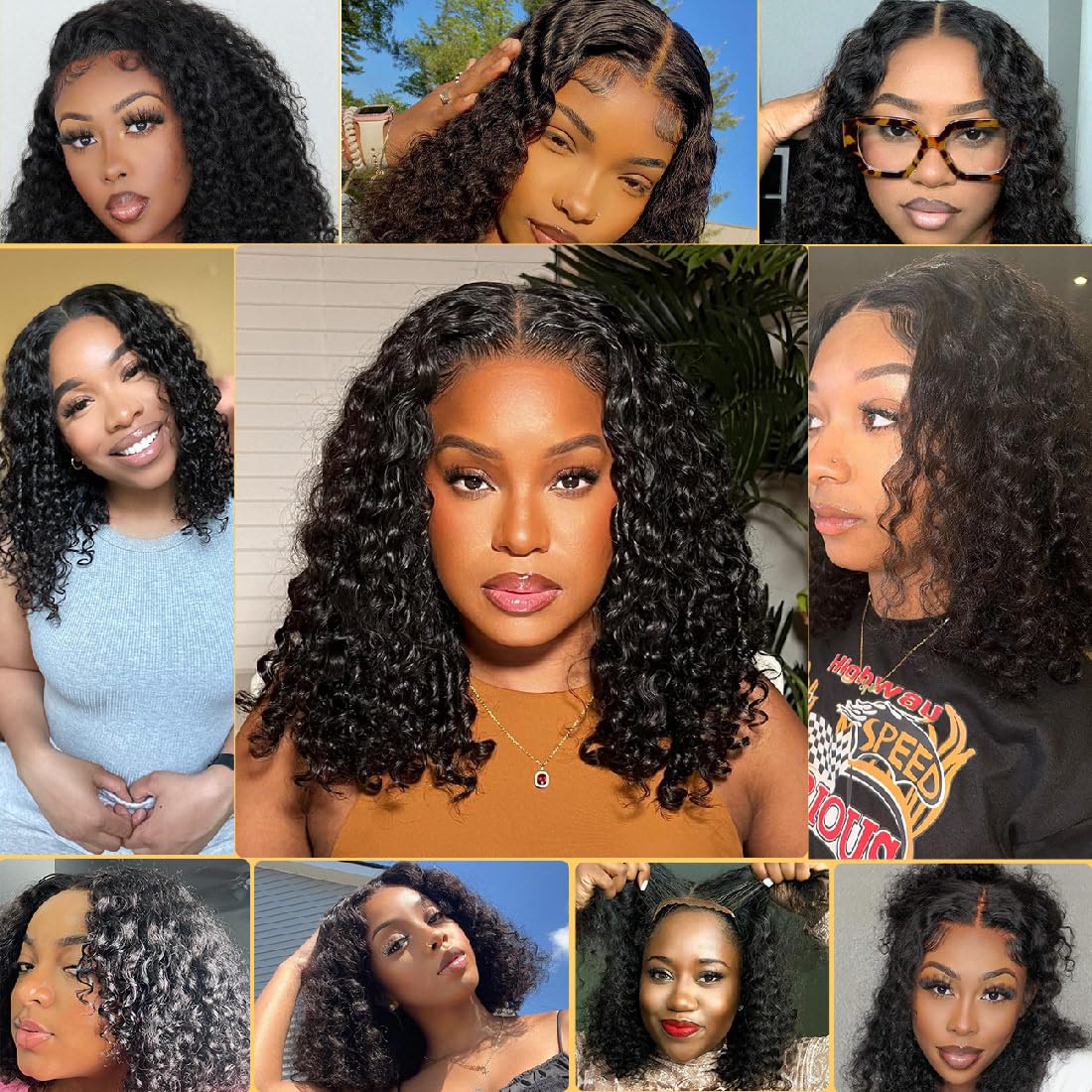Foto 2 | Peluca Domiso Deep Wave Bob, 35 Cm, Cabello Humano Con Encaje En La Parte Delantera, 14 Pulgadas - Venta Internacional.