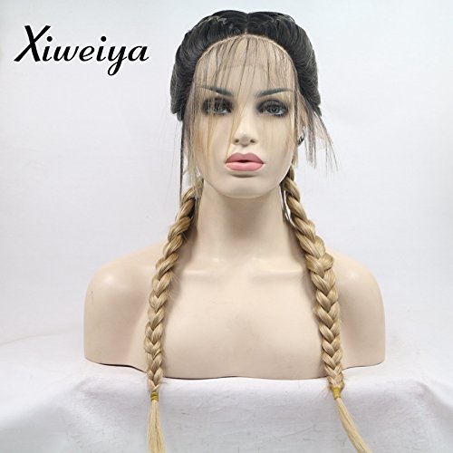Foto 3 pulgar | Peluca Xiweiya Rubia Con Raíces Marrones, Trenzas Dobles, 24 Pulgadas, Cosplay - Venta Internacional.