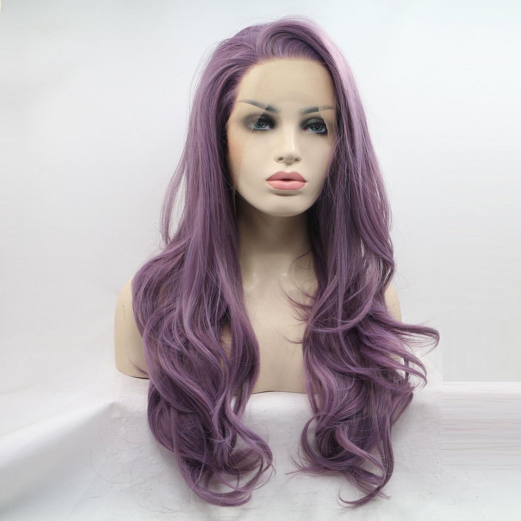 Foto 1 | Peluca Xiweiya Graceful, Larga Y Ondulada, Con Encaje En La Parte Delantera, Violeta - Venta Internacional.