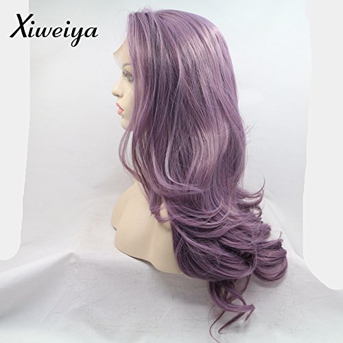 Foto 3 pulgar | Peluca Xiweiya Graceful, Larga Y Ondulada, Con Encaje En La Parte Delantera, Violeta - Venta Internacional.