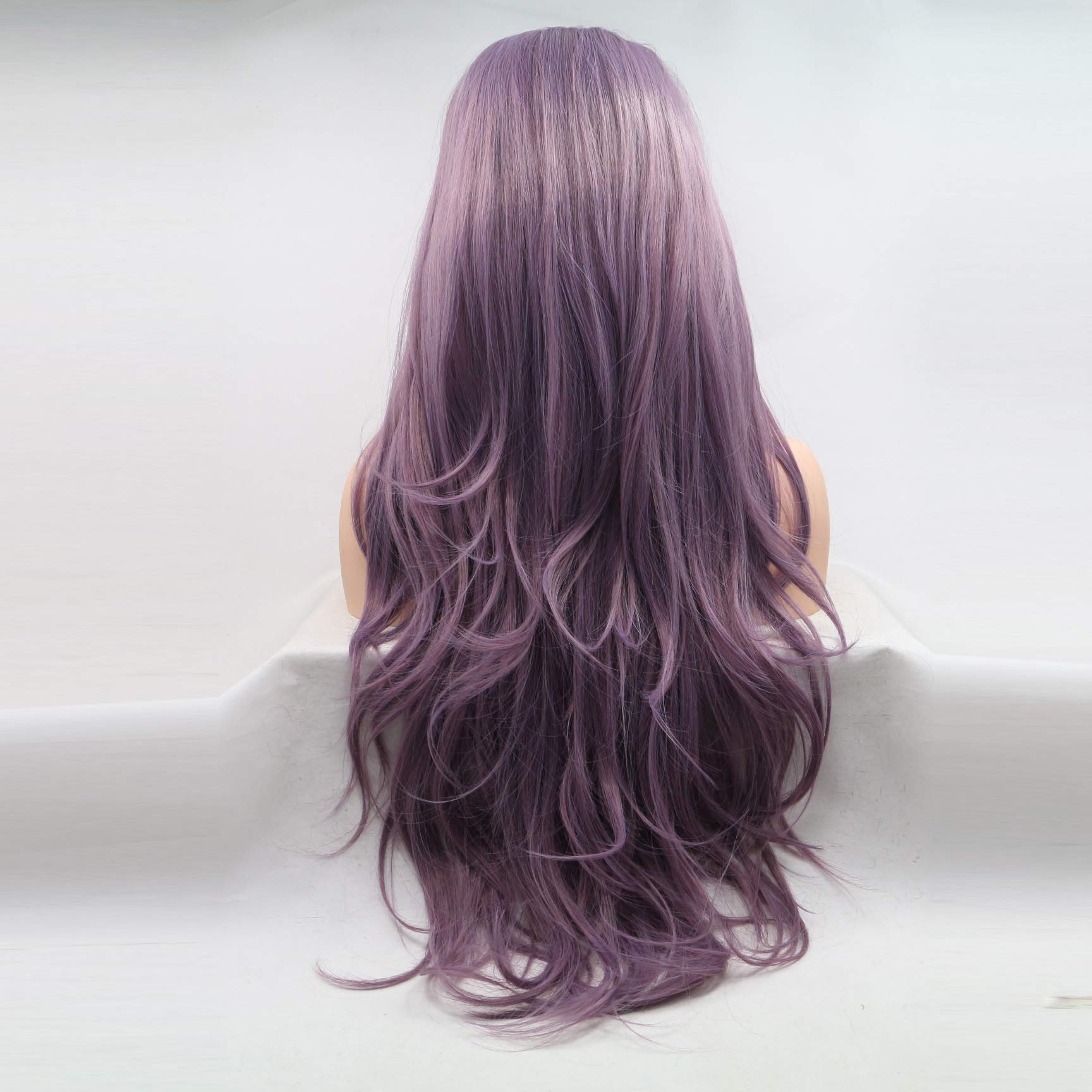 Foto 5 | Peluca Xiweiya Graceful, Larga Y Ondulada, Con Encaje En La Parte Delantera, Violeta - Venta Internacional.