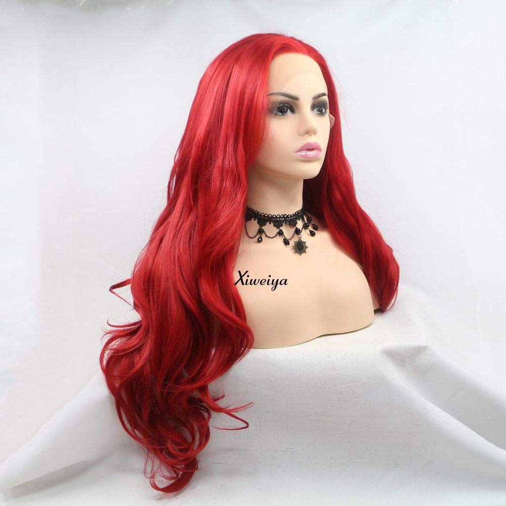 Foto 2 | Peluca Xiweiya De Encaje Sintético Rojo Brillante En La Parte Delantera, 60 Cm, 180% De Densidad - Venta Internacional.