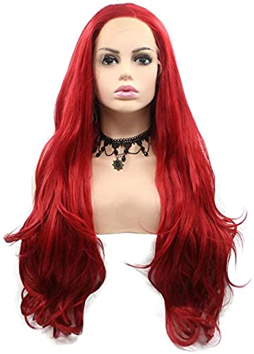 Foto 5 | Peluca Xiweiya De Encaje Sintético Rojo Brillante En La Parte Delantera, 60 Cm, 180% De Densidad - Venta Internacional.