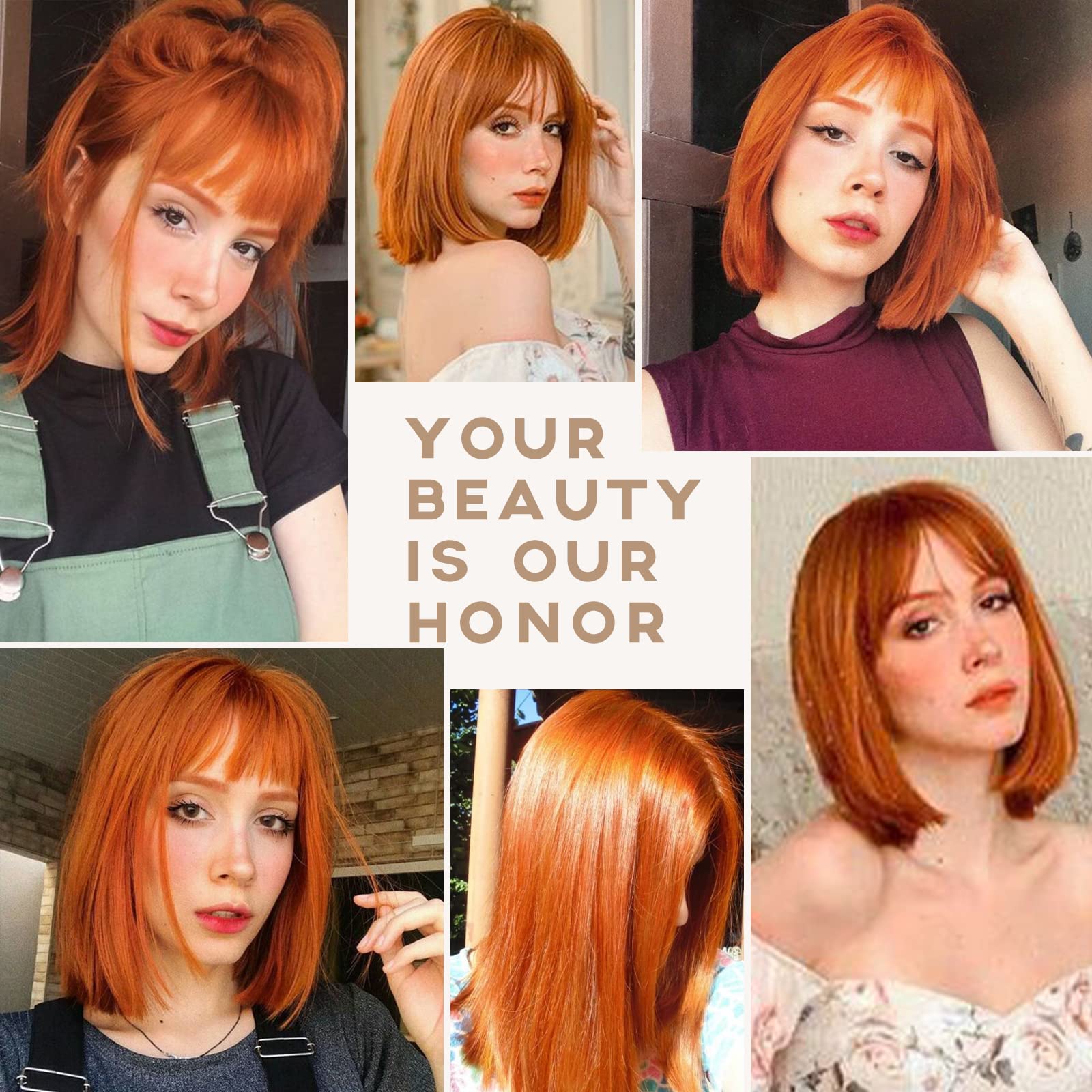 Foto 5 | Peluca Emmor Orange Bob Con Flequillo 14 Para Mujer Sintética - Venta Internacional.