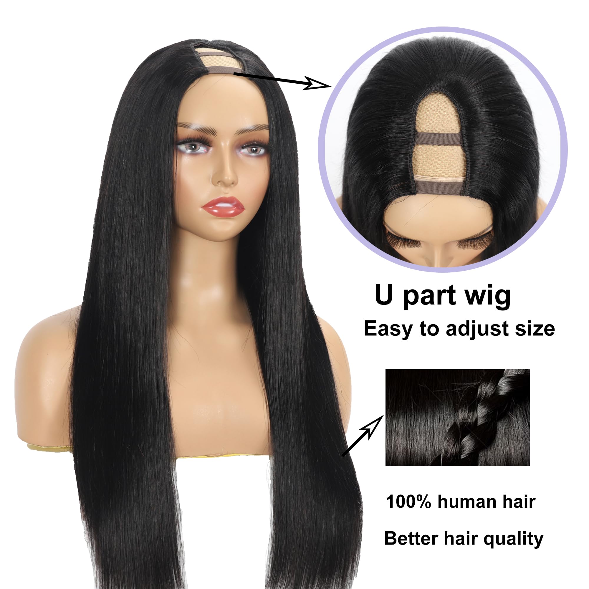 Foto 3 pulgar | Peluca De Cabello Humano En U Part Fangool, 18 Pulgadas, 180% De Densidad, Recta - Venta Internacional.