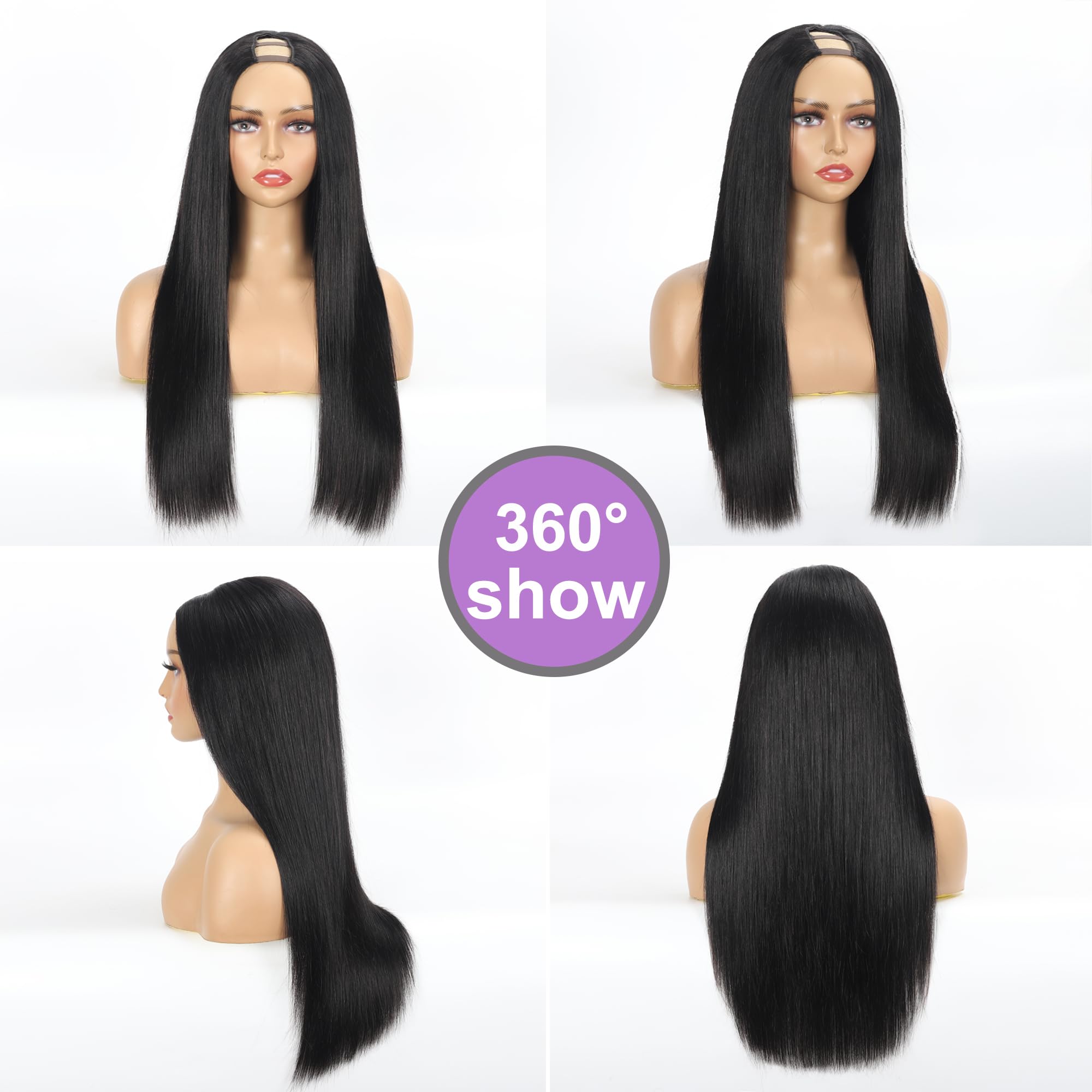 Foto 6 pulgar | Peluca De Cabello Humano En U Part Fangool, 18 Pulgadas, 180% De Densidad, Recta - Venta Internacional.