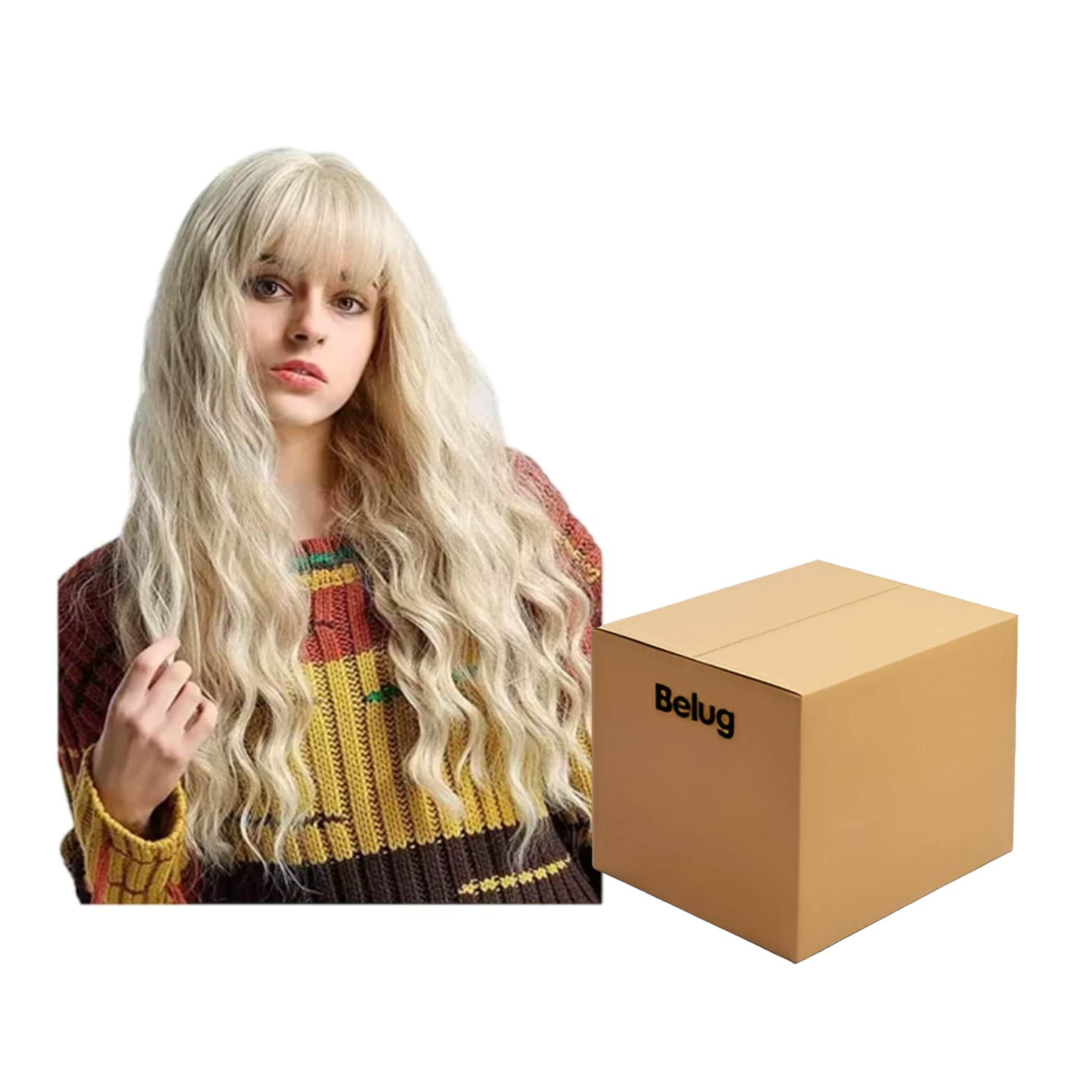 Peluca Sintética Larga Ondulada Super Clara Para Mujer, Rubia $479