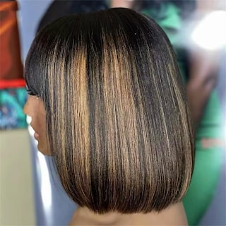 Foto 5 | Peluca Rina Bob, 25 Cm, Pelo Humano, Densidad 200%, Degradado, 1b/30 - Venta Internacional.