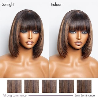 Foto 7 | Peluca Rina Bob, 25 Cm, Pelo Humano, Densidad 200%, Degradado, 1b/30 - Venta Internacional.
