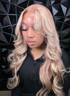 Foto 6 | Peluca De Encaje En La Parte Delantera Rina Pink Con Reflejos Rubios, 100% Cabello Humano - Venta Internacional.