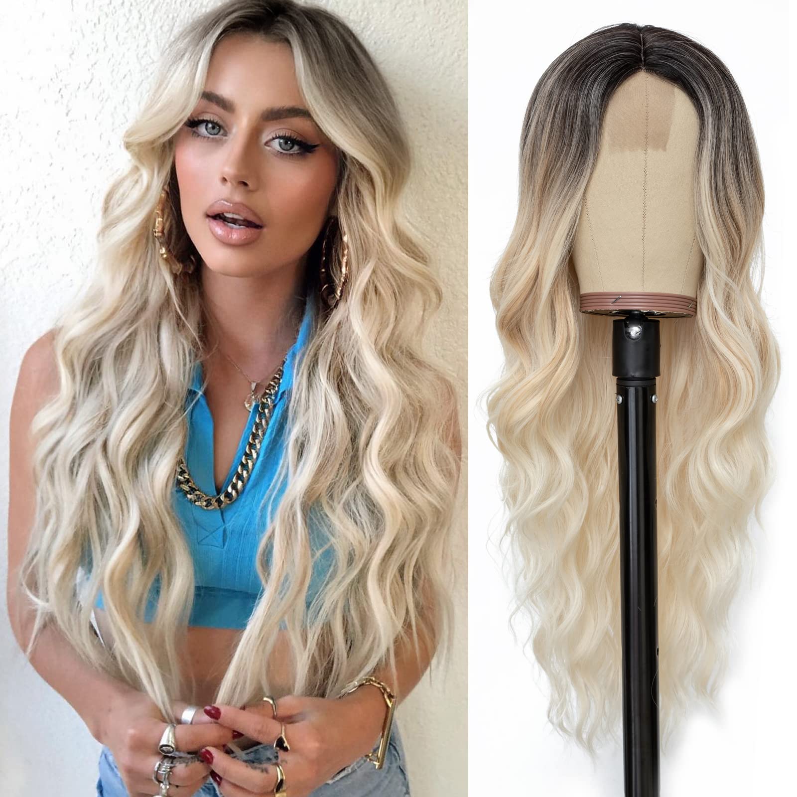 Foto 1 | Peluca Larga Nayoo, Rubia Platino, Ondulada, 66 Cm, Para Mujer - Venta Internacional.