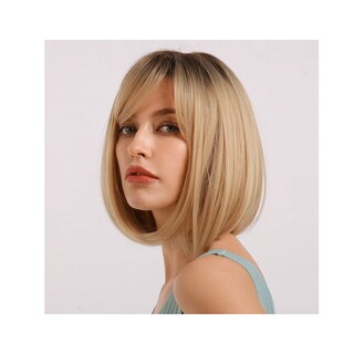 Foto 2 | Peluca Para Mujer Rubia Flequillo Natural Bob Recto Cosplay, Belug Rubio