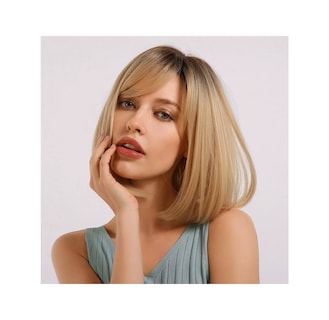 Foto 3 | Peluca Para Mujer Rubia Flequillo Natural Bob Recto Cosplay, Belug Rubio